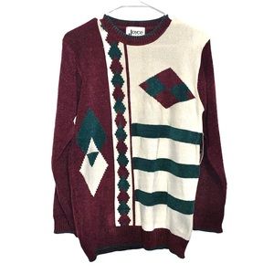 NWT Vintage Joyce Sweater Green Maroon White New Size S Small
